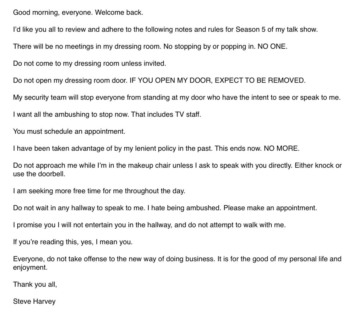 Steve Harvey Writes E-mail to Entire Staff: Demands They Leave Him the Hell Alone